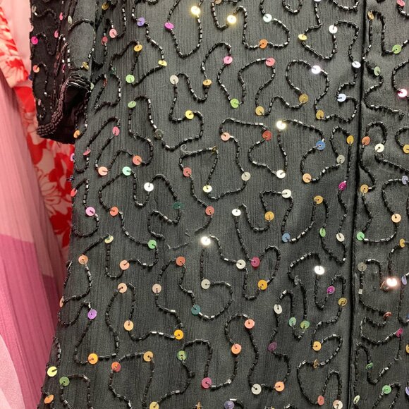 Vintage Laurence Kazar Silk Sequin Dress - Picture 5 of 12
